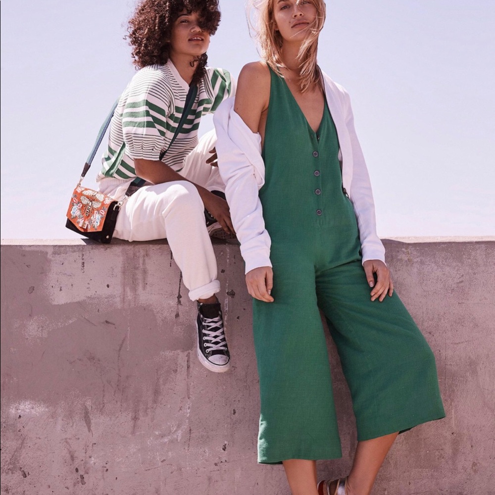 Kelly green romper 100% cotton